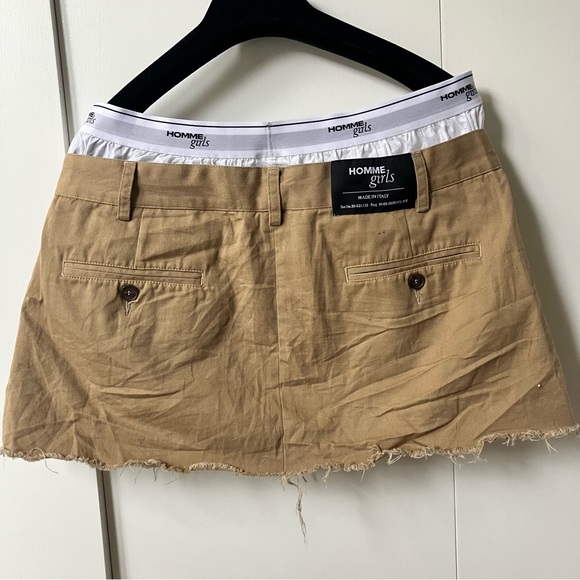 SOLD Homme Girls Khaki Layered Cut Off Skirt, Large - Picture 3 of 7